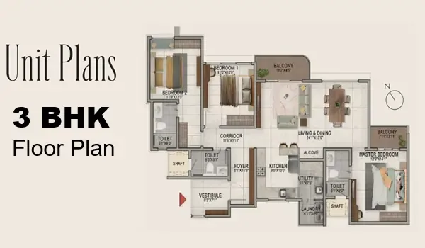 Featured Image of Prestige Kodagurki 3 BHK Floor Plan